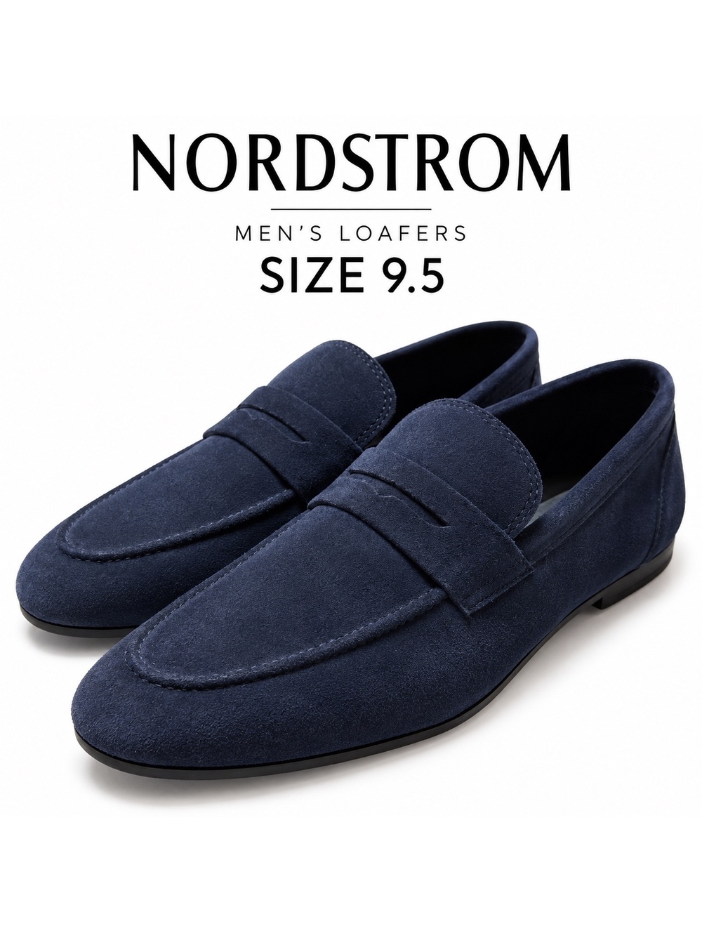Nordstrom Men's Navy Blue Suede Loafers Size 9.5